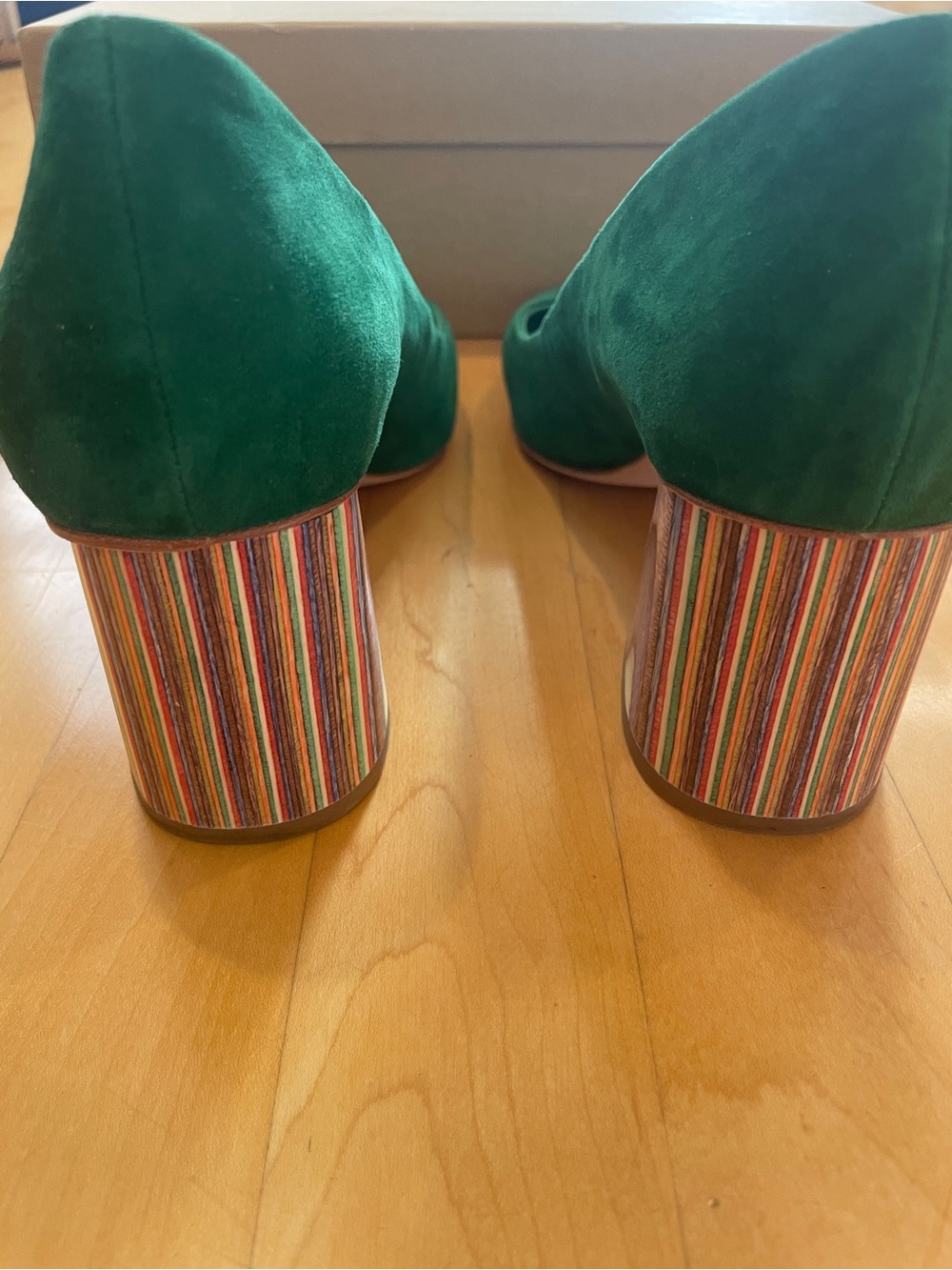 Charlotte Stone Estee Heel Green Suede Block Heel Pumps - Women's Dress Shoes - Picture 12 of 13